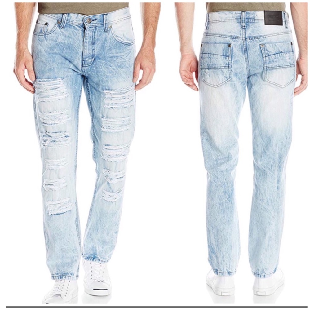 Men’s SouthPole Distressed Whitewash Jeans 34/32